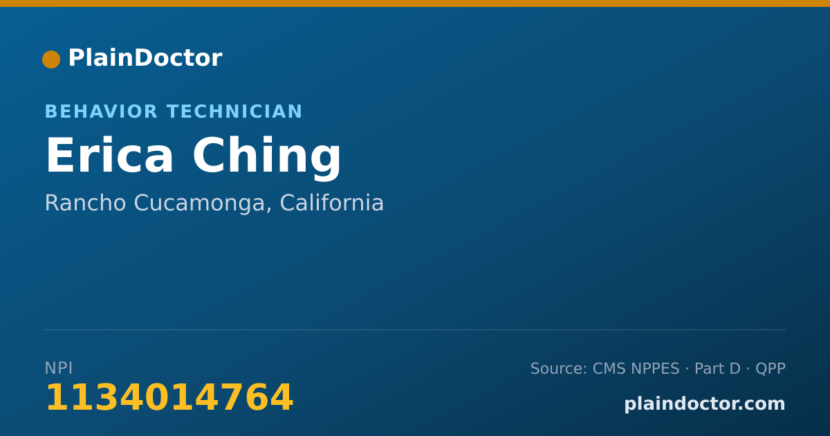 Shareable card for Erica Ching - Behavior Technician, Rancho Cucamonga, CA