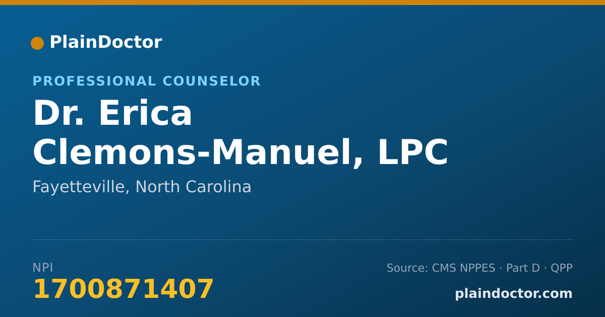 Shareable card for Erica Clemons-Manuel, LPC - Professional Counselor, Fayetteville, NC
