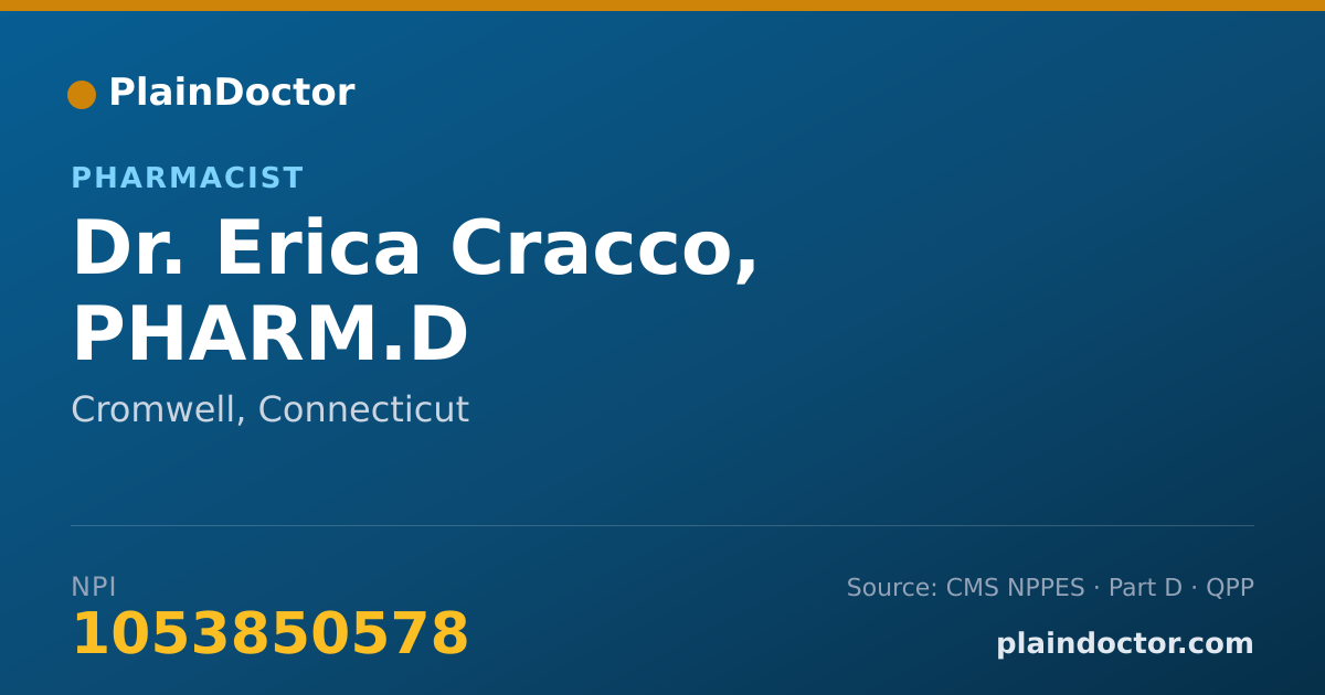 Shareable card for Erica Cracco, PHARM.D - Pharmacist, Cromwell, CT