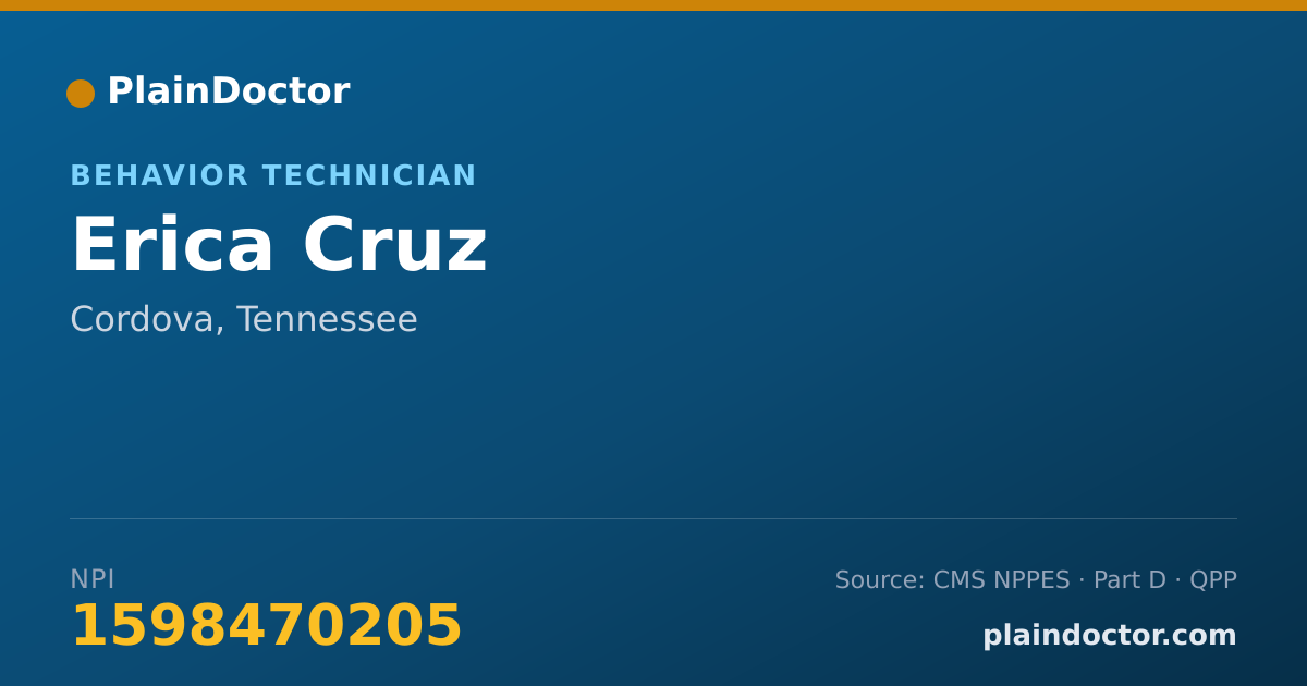 Shareable card for Erica Cruz - Behavior Technician, Cordova, TN