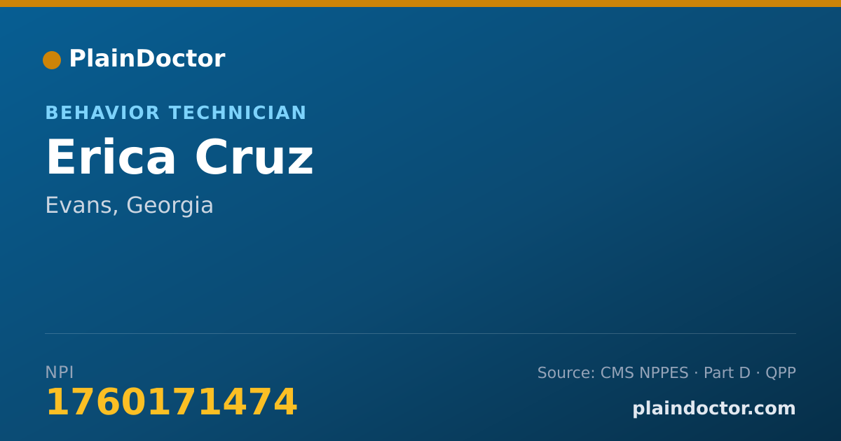 Shareable card for Erica Cruz - Behavior Technician, Evans, GA