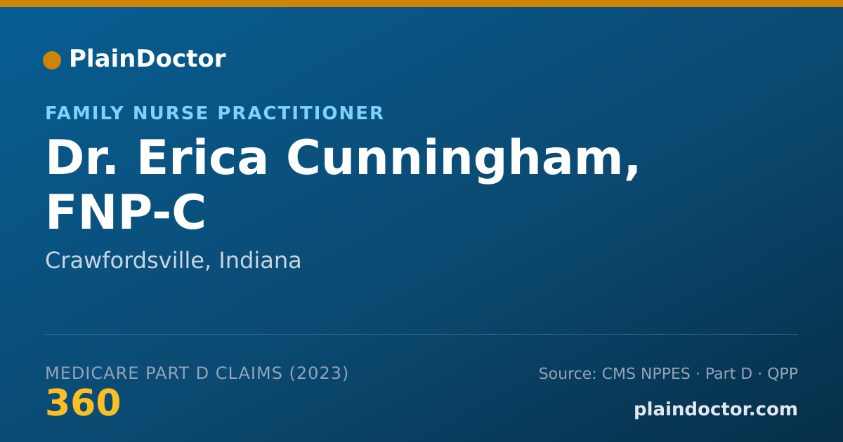 Shareable card for Erica Cunningham, FNP-C - Family Nurse Practitioner, Crawfordsville, IN