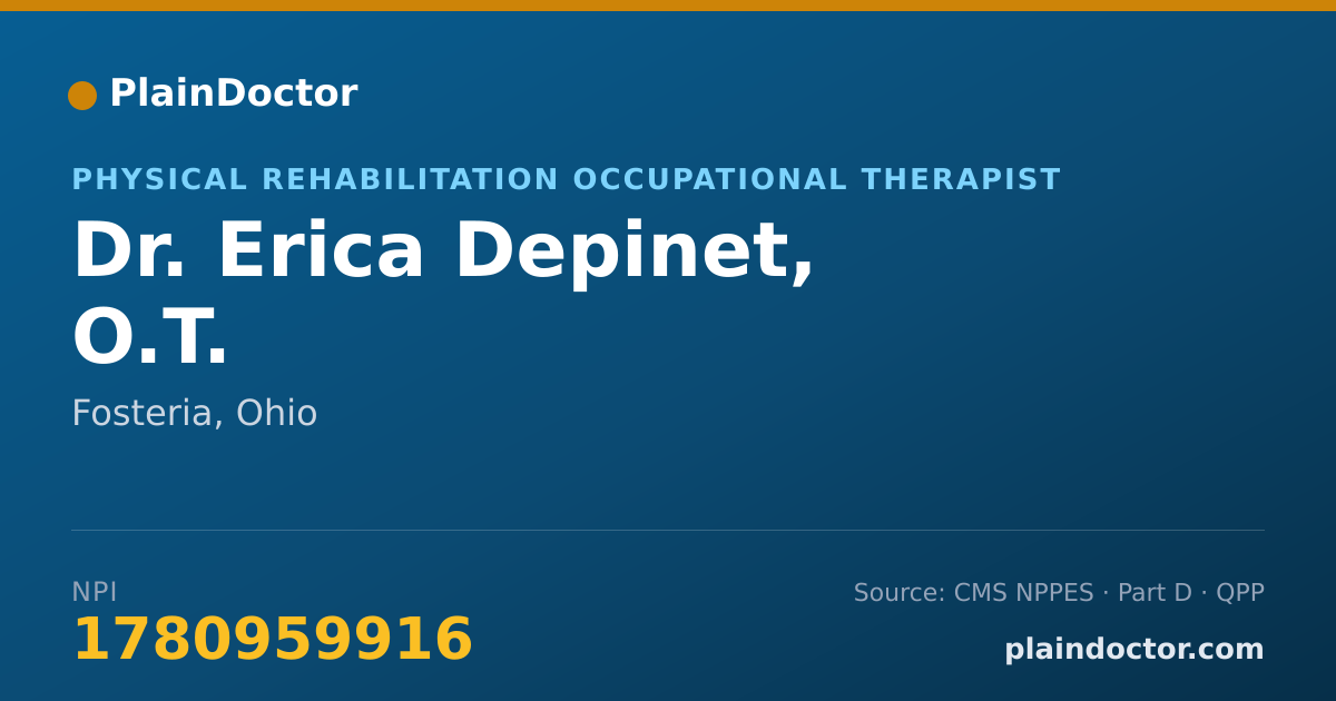 Shareable card for Erica Depinet, O.T. - Physical Rehabilitation Occupational Therapist, Fosteria, OH
