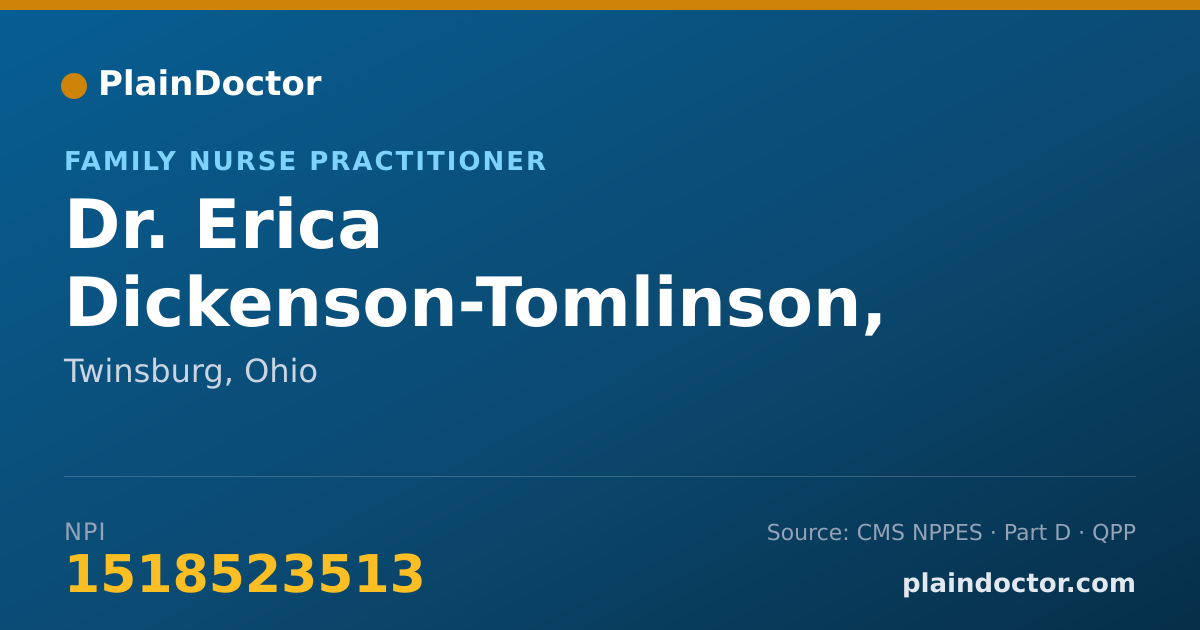 Shareable card for Erica Dickenson-Tomlinson, FNP-C - Family Nurse Practitioner, Twinsburg, OH