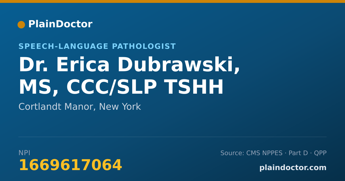 Shareable card for Erica Dubrawski, MS, CCC/SLP TSHH - Speech-Language Pathologist, Cortlandt Manor, NY