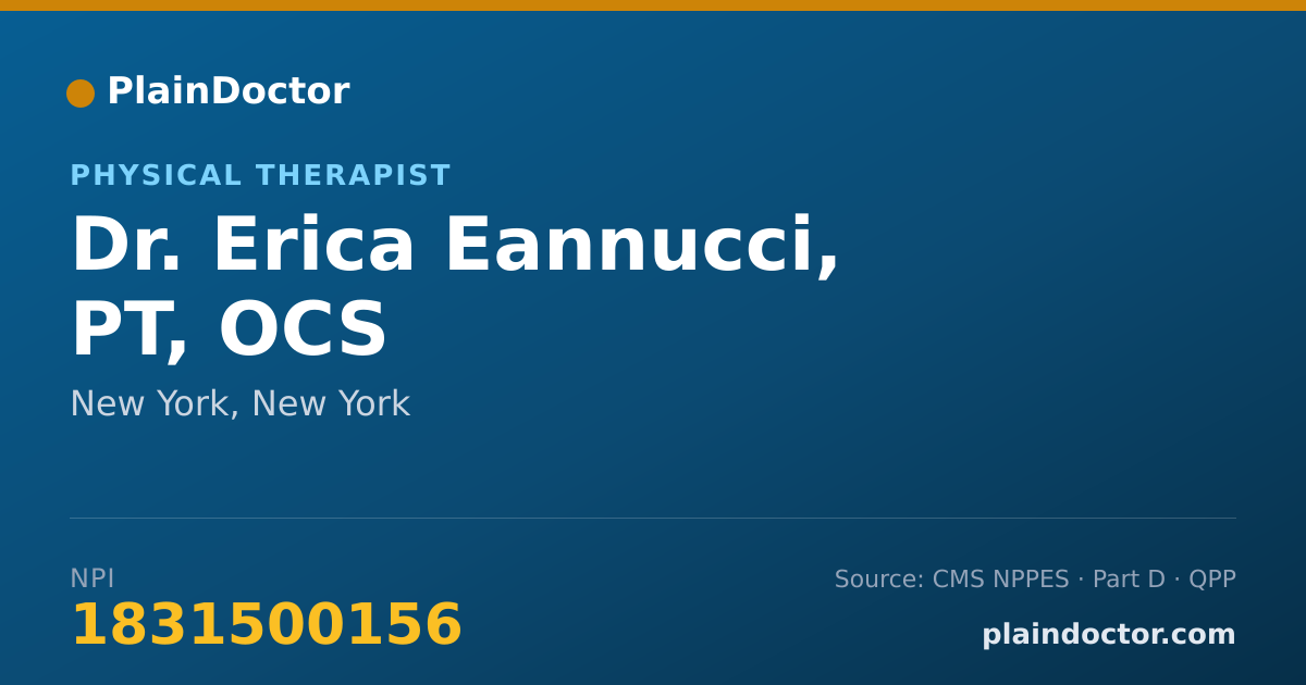 Shareable card for Erica Eannucci, PT, OCS - Physical Therapist, New York, NY