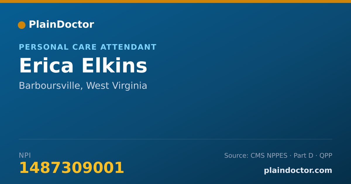 Shareable card for Erica Elkins - Personal Care Attendant, Barboursville, WV