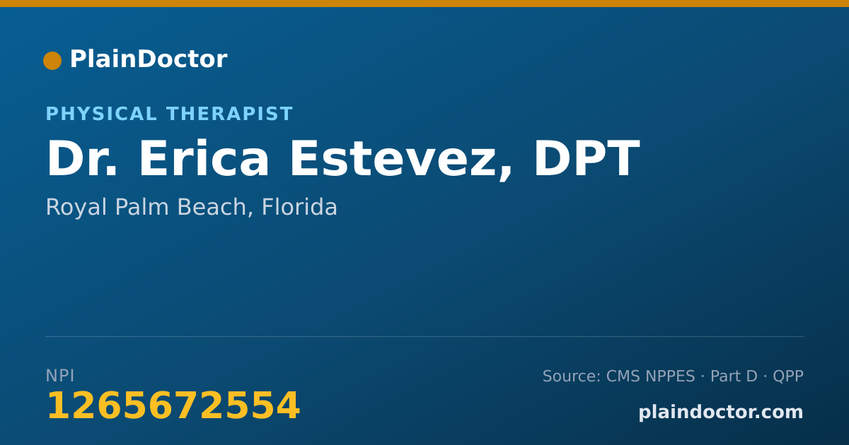 Shareable card for Erica Estevez, DPT - Physical Therapist, Royal Palm Beach, FL