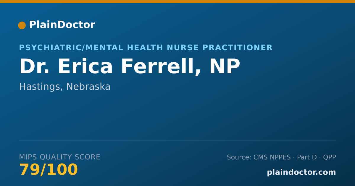 Shareable card for Erica Ferrell, NP - Psychiatric/Mental Health Nurse Practitioner, Hastings, NE