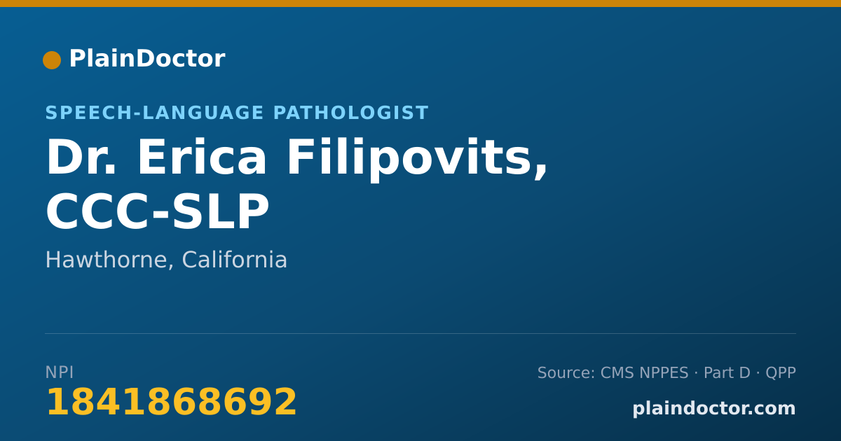 Shareable card for Erica Filipovits, CCC-SLP - Speech-Language Pathologist, Hawthorne, CA