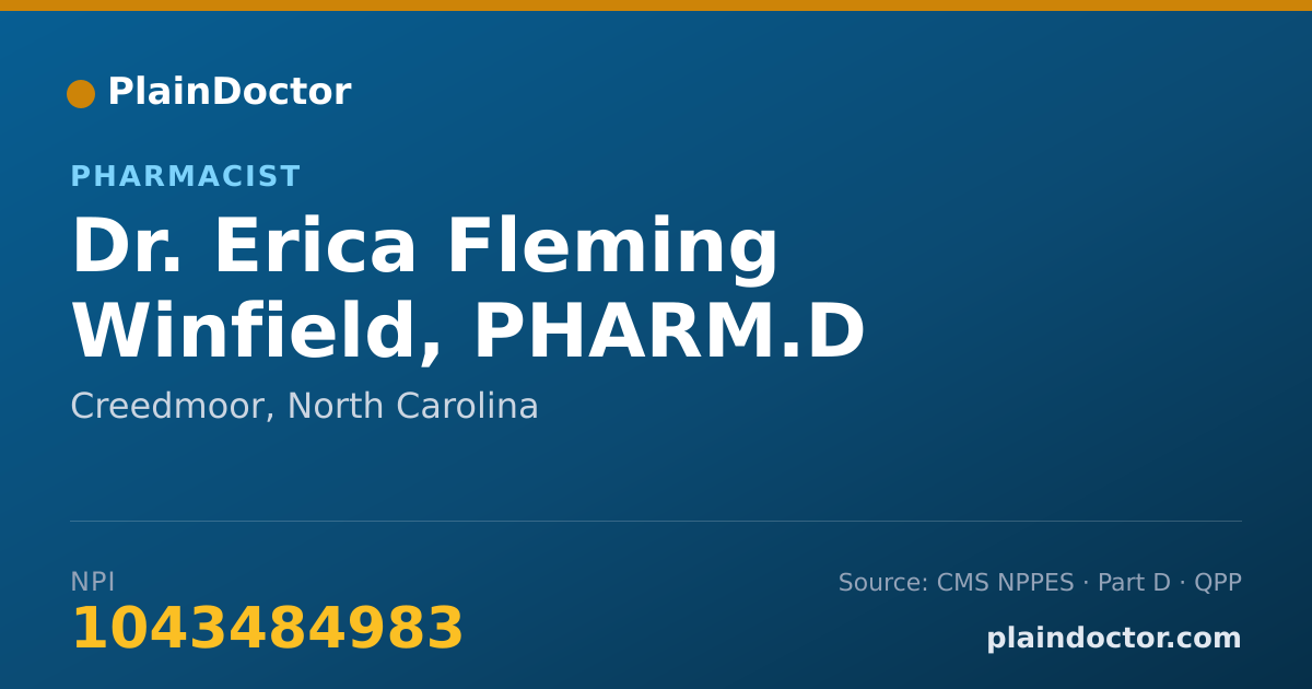 Shareable card for Erica Fleming Winfield, PHARM.D - Pharmacist, Creedmoor, NC