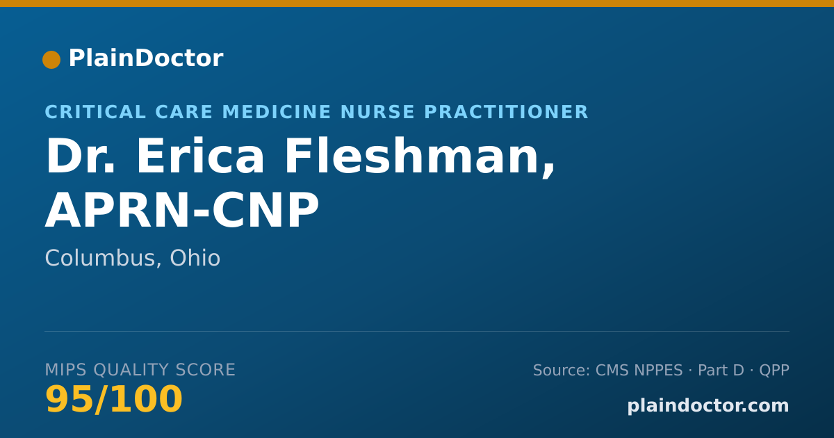 Shareable card for Erica Fleshman, APRN-CNP - Critical Care Medicine Nurse Practitioner, Columbus, OH