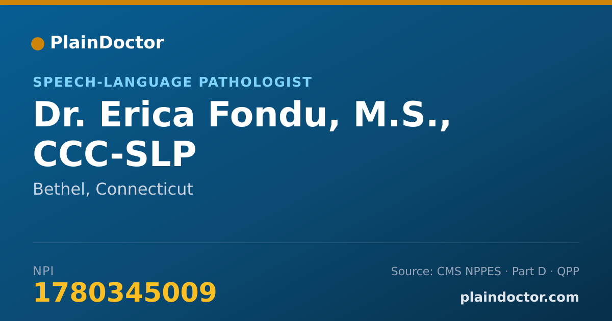 Shareable card for Erica Fondu, M.S., CCC-SLP - Speech-Language Pathologist, Bethel, CT