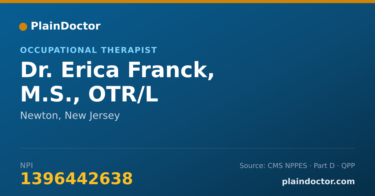 Shareable card for Erica Franck, M.S., OTR/L - Occupational Therapist, Newton, NJ