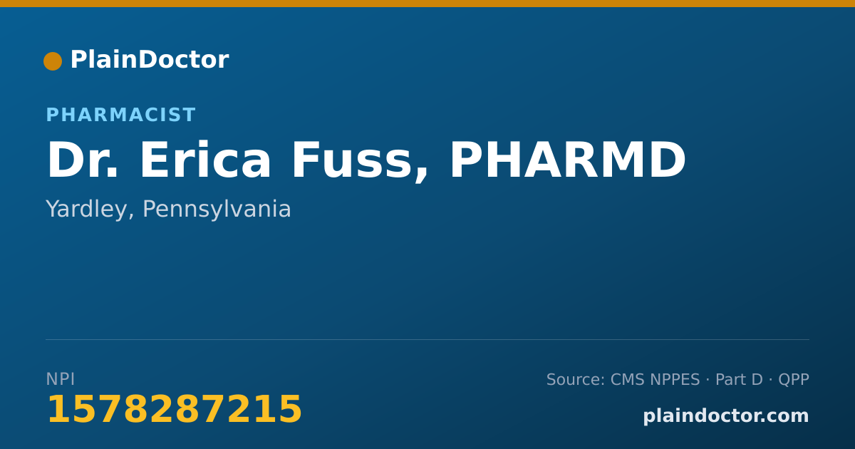 Shareable card for Erica Fuss, PHARMD - Pharmacist, Yardley, PA