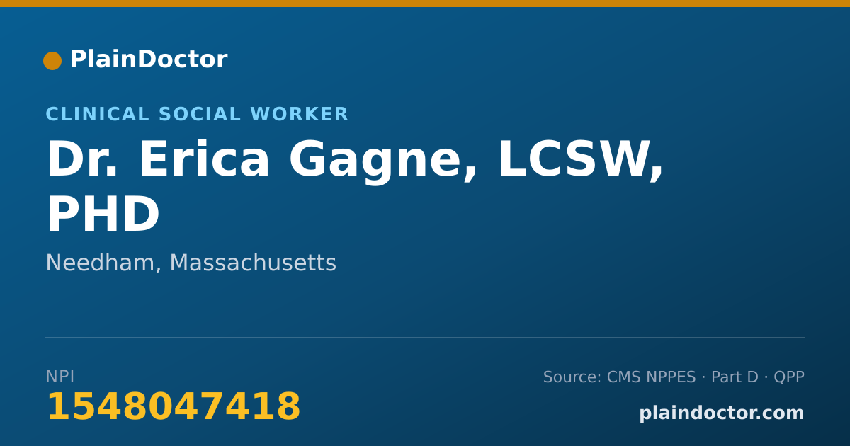 Shareable card for Erica Gagne, LCSW, PHD - Clinical Social Worker, Needham, MA