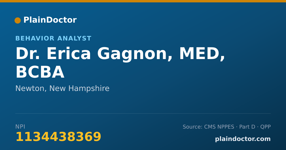 Shareable card for Erica Gagnon, MED, BCBA - Behavior Analyst, Newton, NH