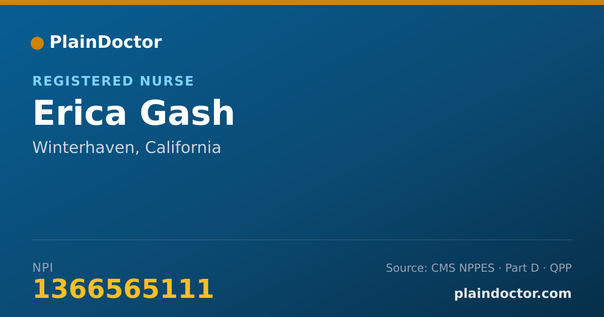 Shareable card for Erica Gash - Registered Nurse, Winterhaven, CA