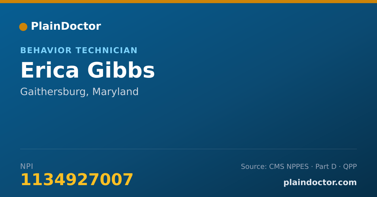 Shareable card for Erica Gibbs - Behavior Technician, Gaithersburg, MD