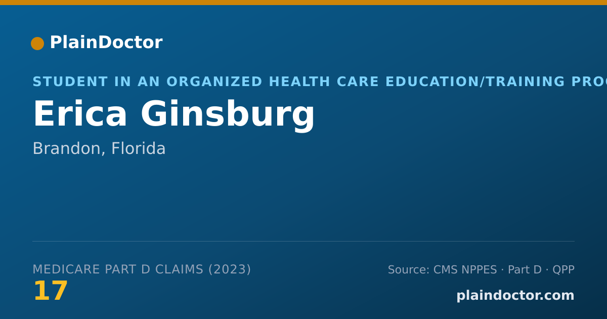 Shareable card for Erica Ginsburg - Student in an Organized Health Care Education/Training Program, Brandon, FL