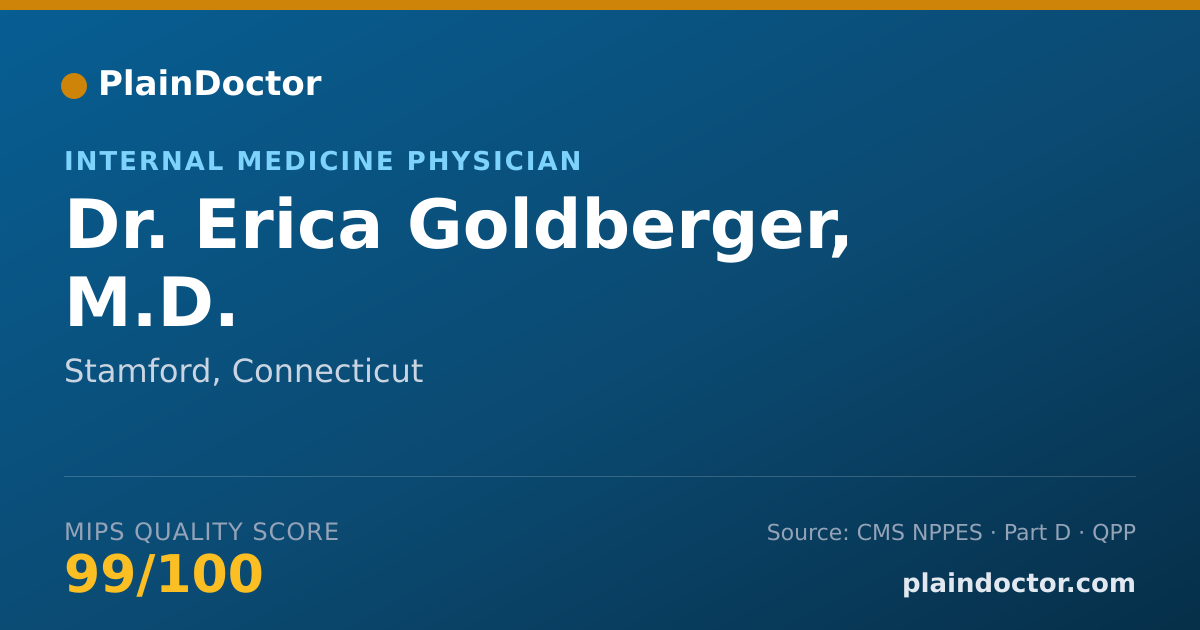 Shareable card for Erica Goldberger, M.D. - Internal Medicine Physician, Stamford, CT