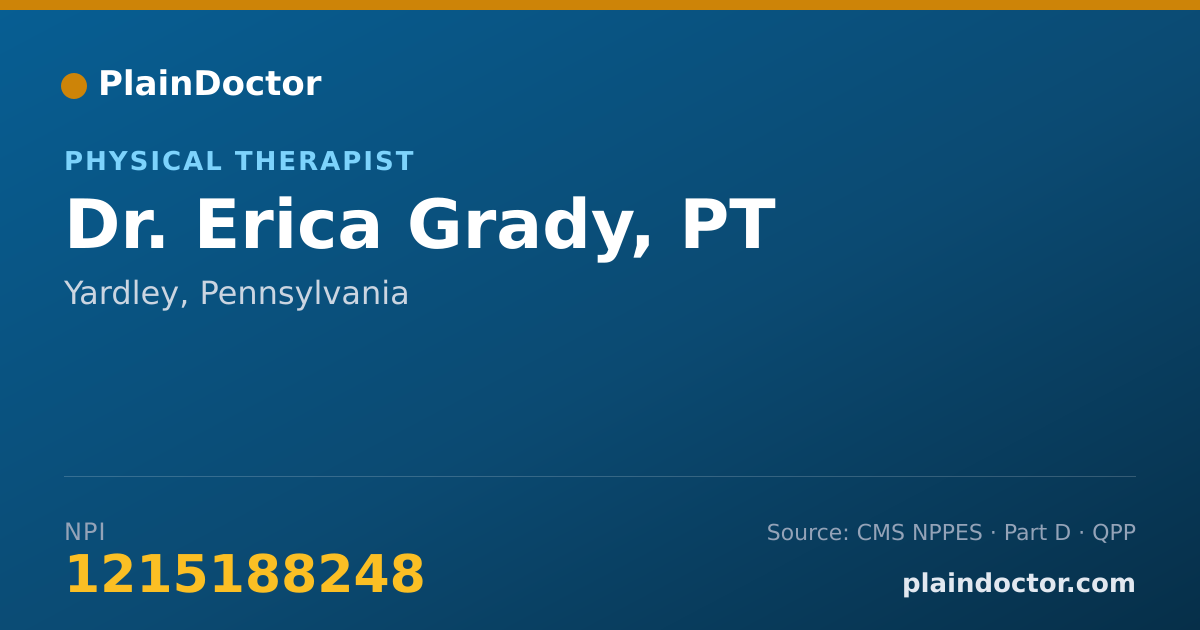 Shareable card for Erica Grady, PT - Physical Therapist, Yardley, PA