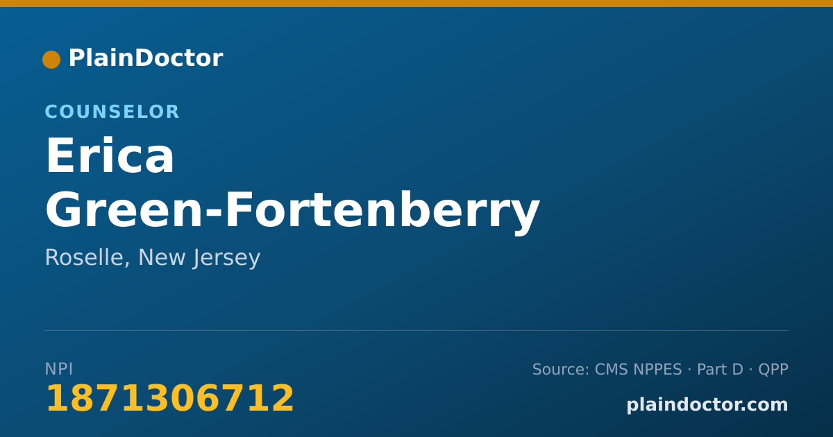 Shareable card for Erica Green-Fortenberry - Counselor, Roselle, NJ