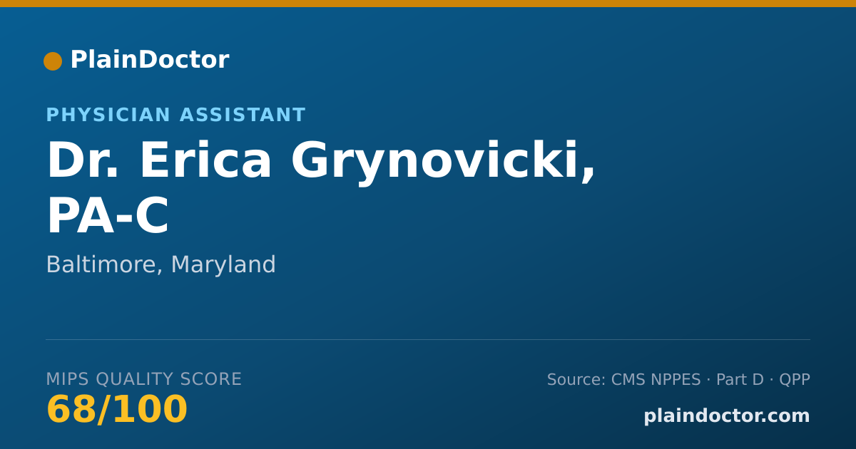 Shareable card for Erica Grynovicki, PA-C - Physician Assistant, Baltimore, MD