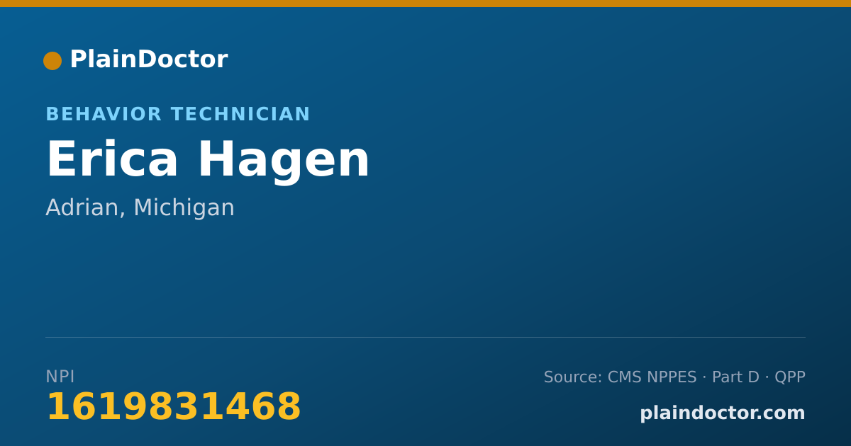 Shareable card for Erica Hagen - Behavior Technician, Adrian, MI