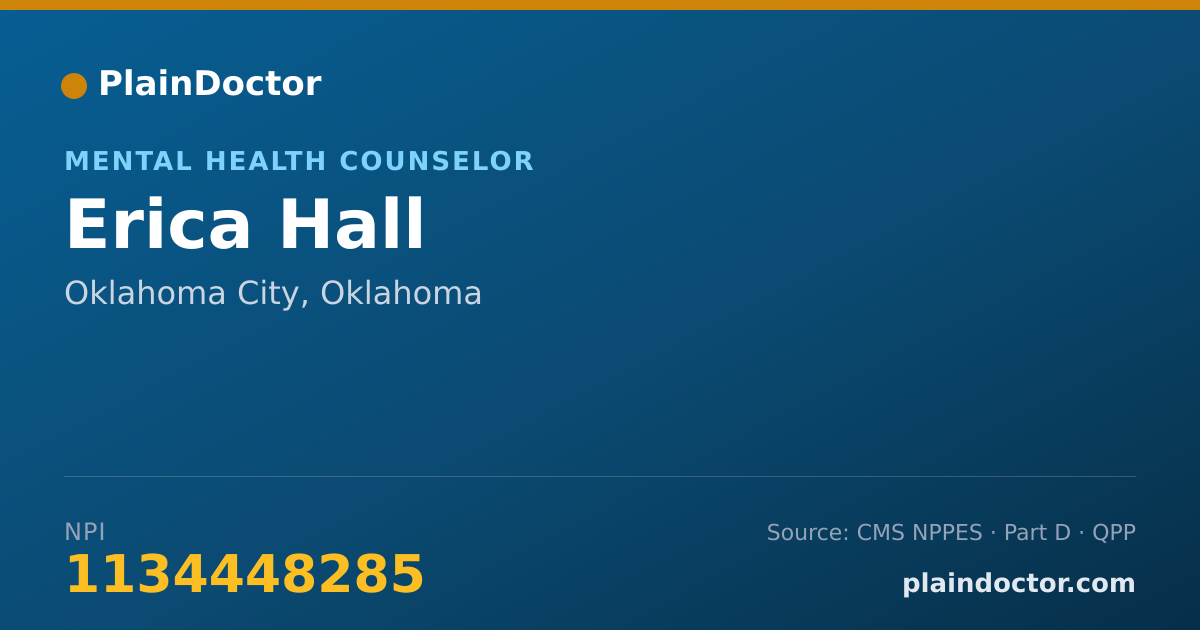 Shareable card for Erica Hall - Mental Health Counselor, Oklahoma City, OK