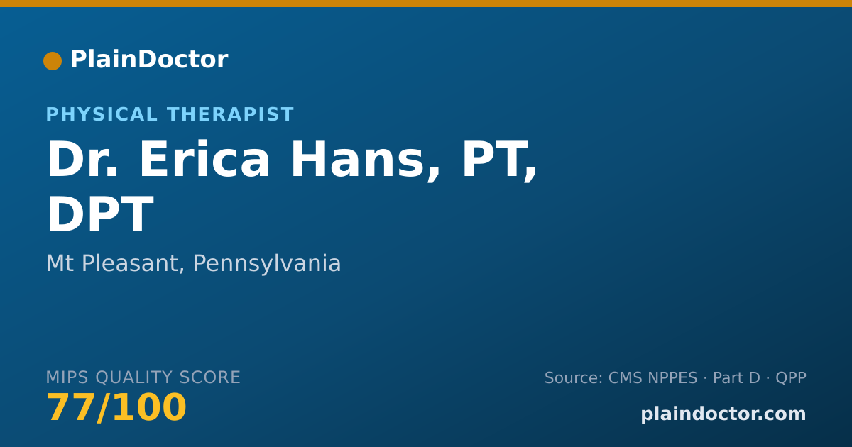 Shareable card for Erica Hans, PT, DPT - Physical Therapist, Mt Pleasant, PA