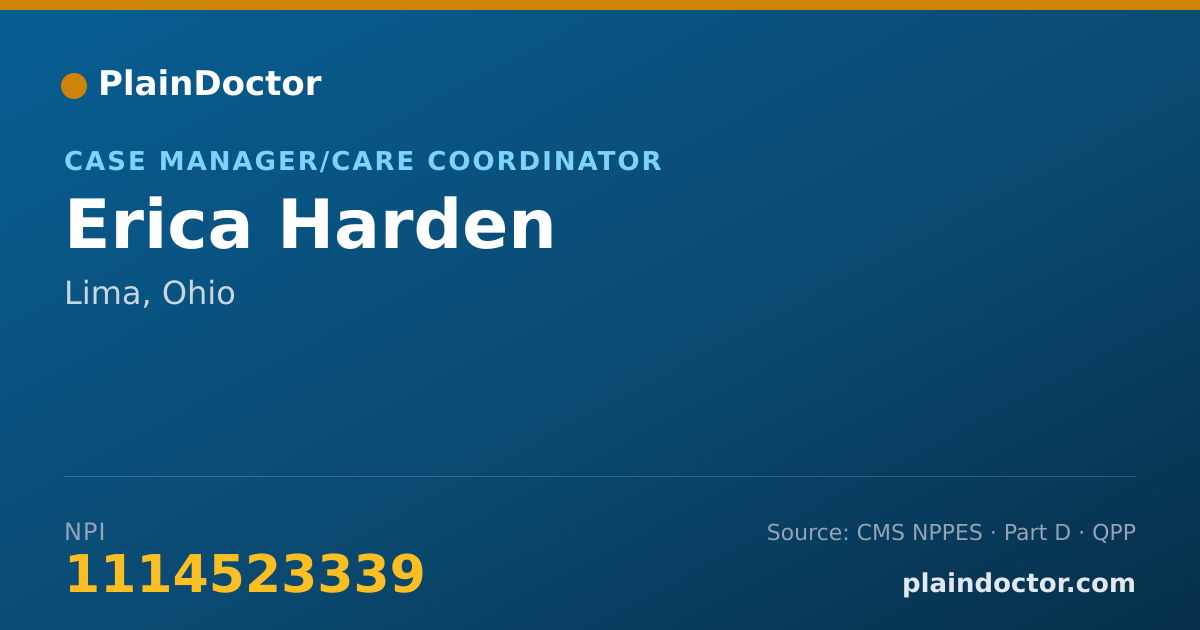 Shareable card for Erica Harden - Case Manager/Care Coordinator, Lima, OH