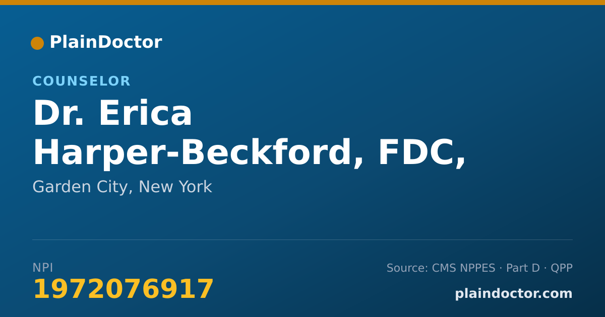 Shareable card for Erica Harper-Beckford, FDC, FPA - Counselor, Garden City, NY