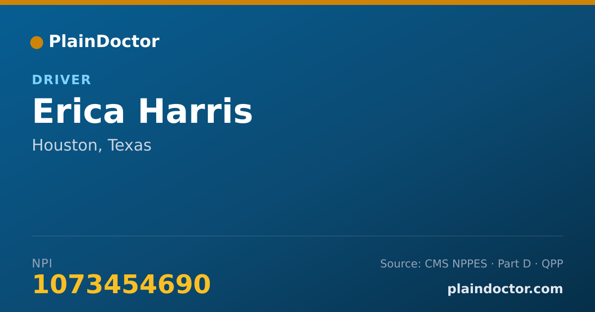 Shareable card for Erica Harris - Driver, Houston, TX