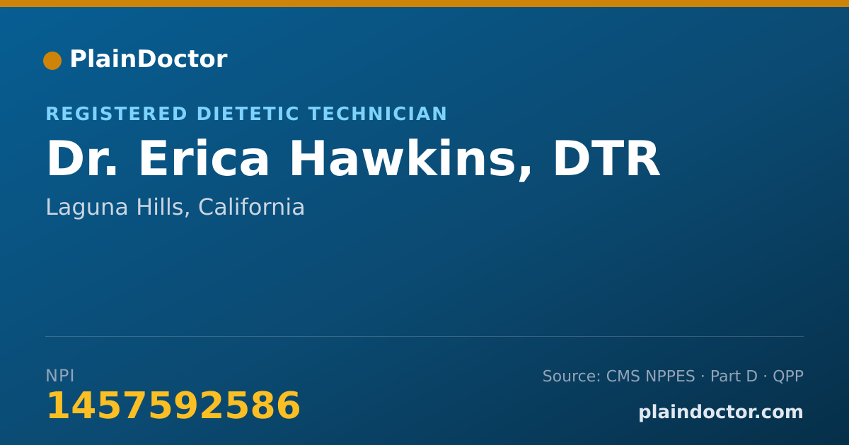 Shareable card for Erica Hawkins, DTR - Registered Dietetic Technician, Laguna Hills, CA