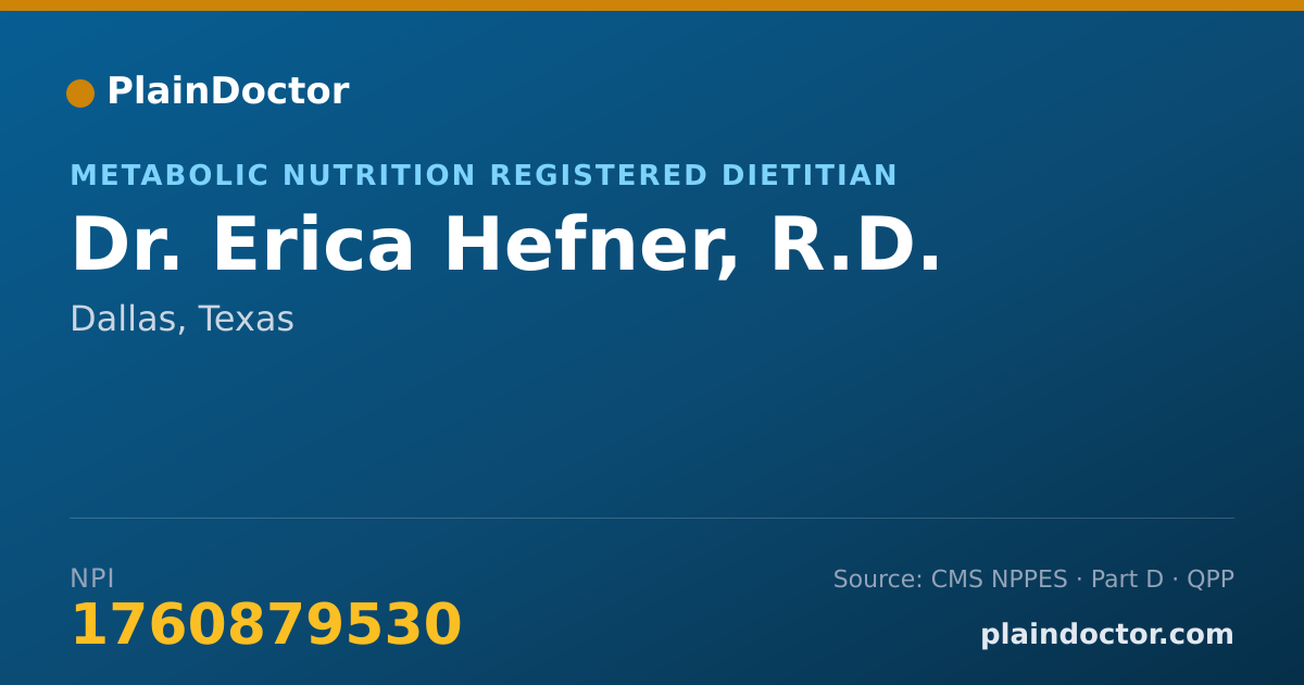 Shareable card for Erica Hefner, R.D. - Metabolic Nutrition Registered Dietitian, Dallas, TX