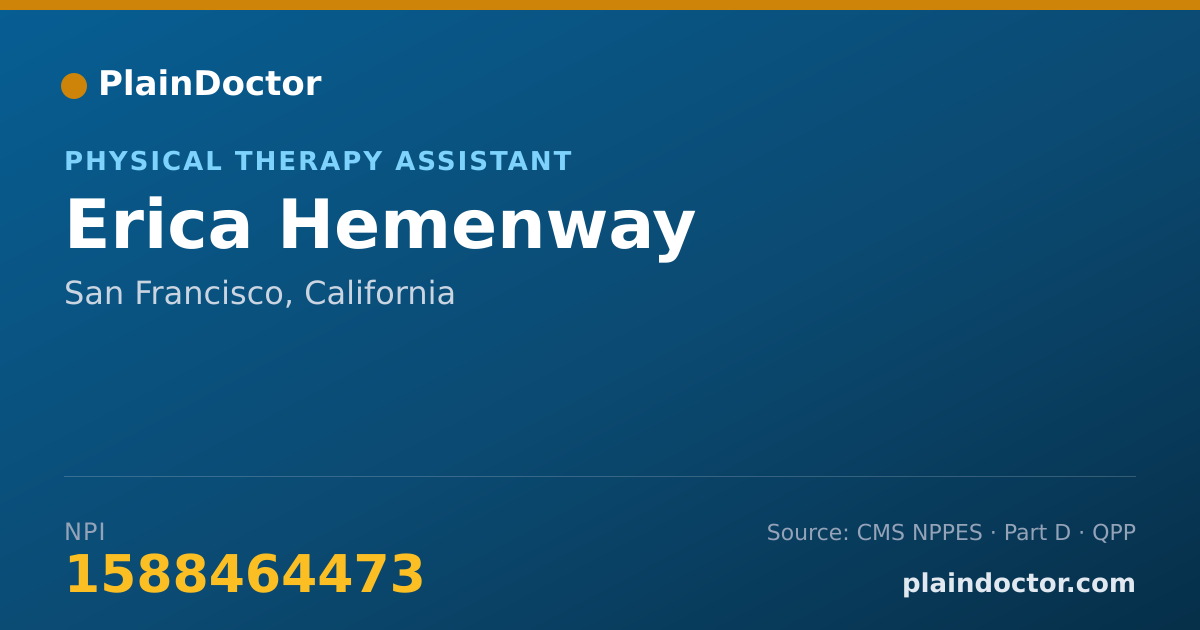 Shareable card for Erica Hemenway - Physical Therapy Assistant, San Francisco, CA
