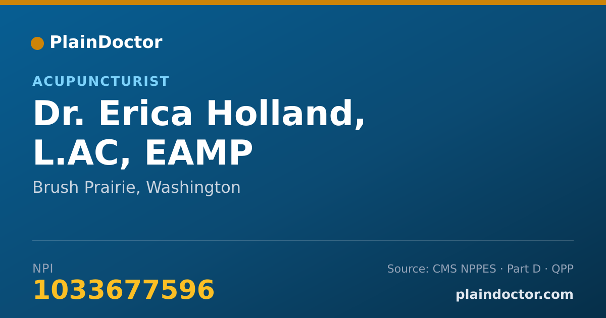 Shareable card for Erica Holland, L.AC, EAMP - Acupuncturist, Brush Prairie, WA
