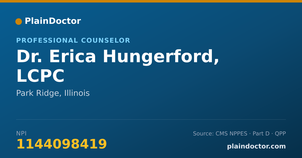 Shareable card for Erica Hungerford, LCPC - Professional Counselor, Park Ridge, IL