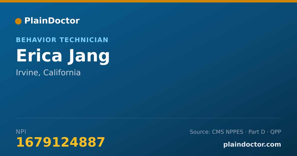 Shareable card for Erica Jang - Behavior Technician, Irvine, CA