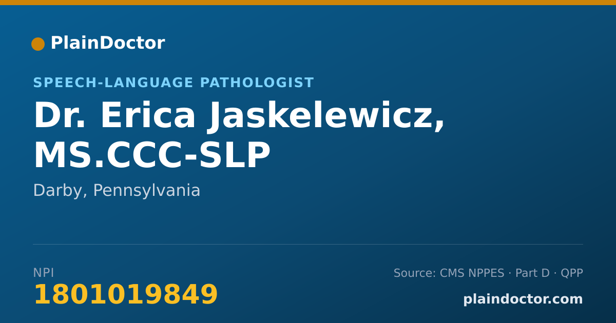 Shareable card for Erica Jaskelewicz, MS.CCC-SLP - Speech-Language Pathologist, Darby, PA