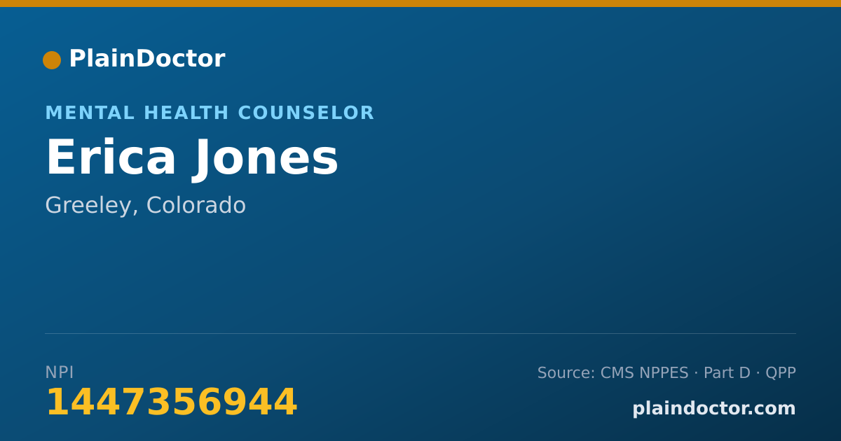 Shareable card for Erica Jones - Mental Health Counselor, Greeley, CO