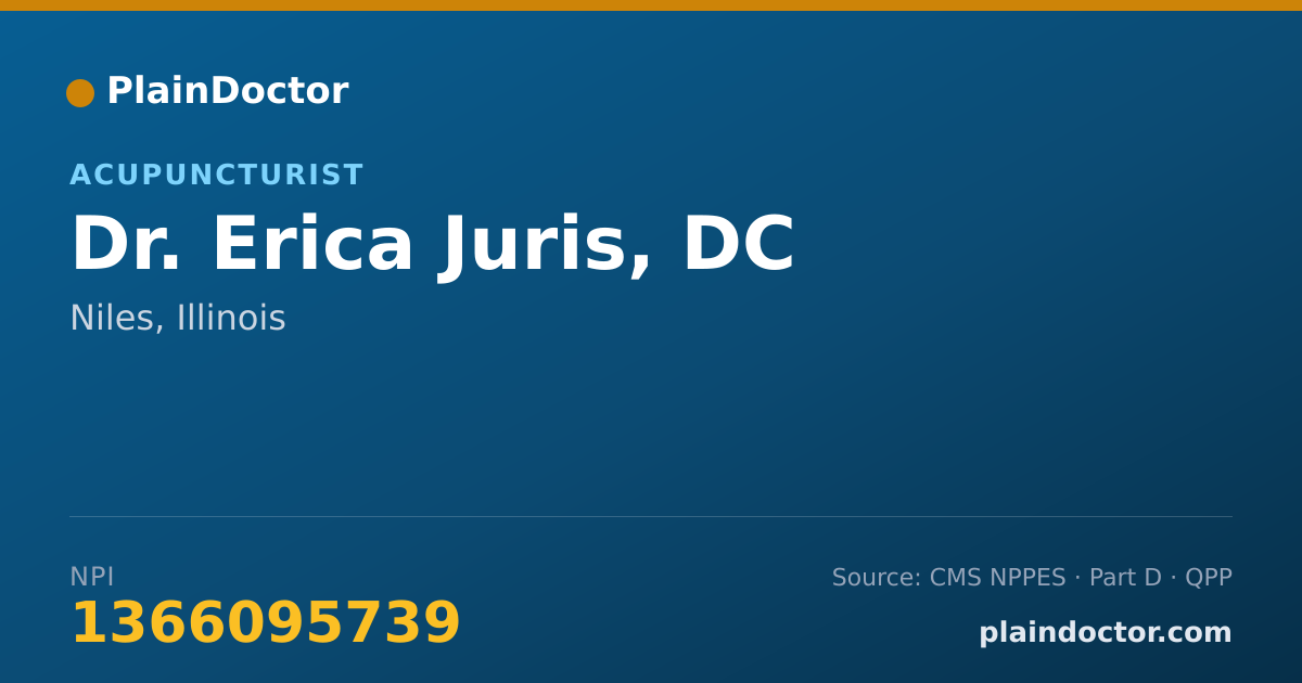 Shareable card for Erica Juris, DC - Acupuncturist, Niles, IL