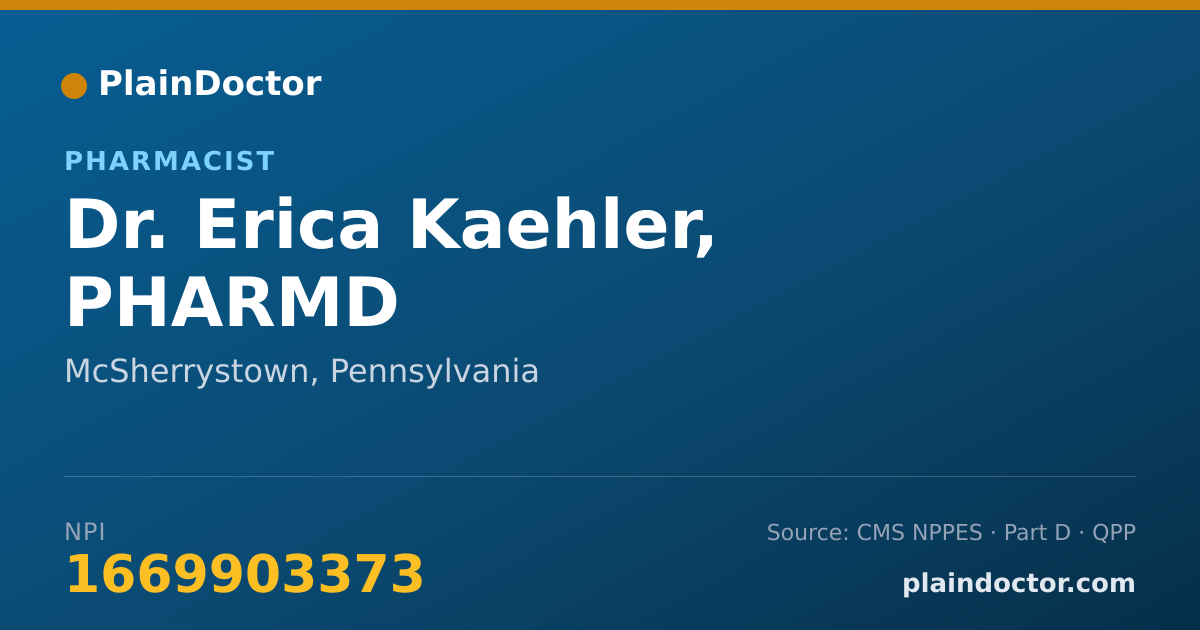 Shareable card for Erica Kaehler, PHARMD - Pharmacist, McSherrystown, PA