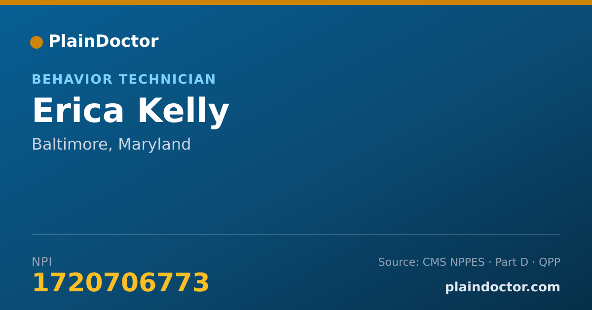 Shareable card for Erica Kelly - Behavior Technician, Baltimore, MD