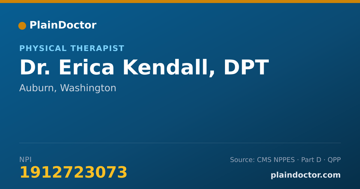 Shareable card for Erica Kendall, DPT - Physical Therapist, Auburn, WA
