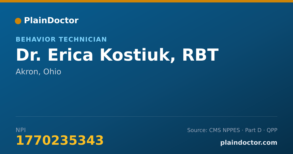 Shareable card for Erica Kostiuk, RBT - Behavior Technician, Akron, OH