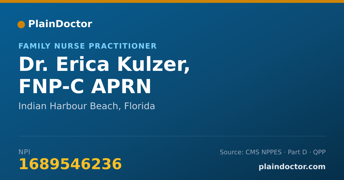 Shareable card for Erica Kulzer, FNP-C APRN - Family Nurse Practitioner, Indian Harbour Beach, FL