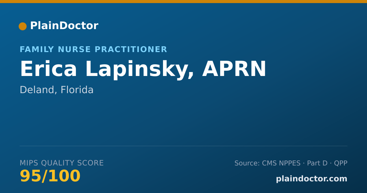 Shareable card for Erica Lapinsky, APRN - Family Nurse Practitioner, Deland, FL