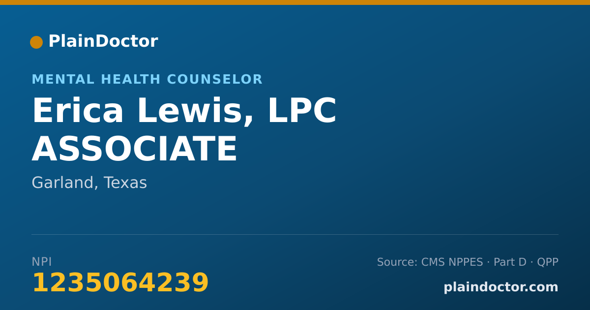 Shareable card for Erica Lewis, LPC ASSOCIATE - Mental Health Counselor, Garland, TX